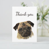 Dank u wel Cute Pug Animal Blank Terug Bedankkaart (Staand voorkant)