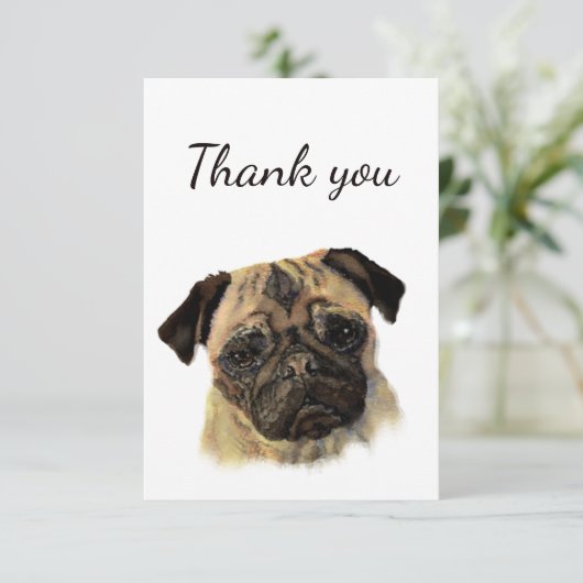 Dank u wel Cute Pug Animal Blank Terug Bedankkaart (Staand voorkant)