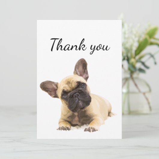 Dank u wel Cute Pug Dog Animal Fun Bedankkaart (Staand voorkant)