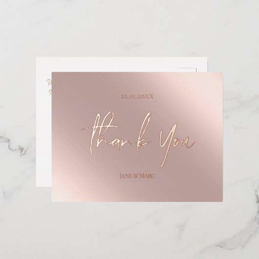 Dank u wel dat u echte Folie Rosegold Briefkaart v (Voorkant / Achterkant)