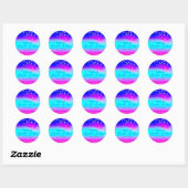 Dank u wel Datum Blauw Aqua Pink Confetti Ocean Ronde Sticker (Vel)