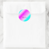 Dank u wel Datum Blauwe Roze Oceanische Confetti Ronde Sticker (Tas)