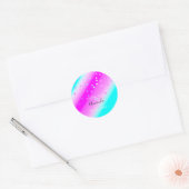 Dank u wel Datum Blauwe Roze Oceanische Confetti Ronde Sticker (Envelop)