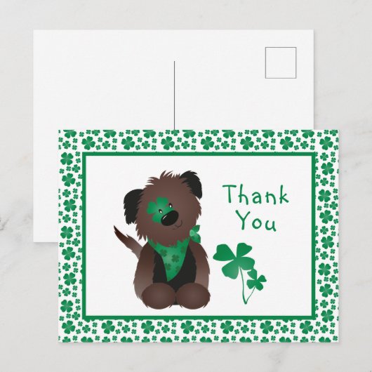 Dank u wel Dog Shamrock Green Briefkaart (Voorkant / Achterkant)