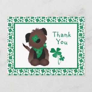 Dank u wel Dog Shamrock Green Briefkaart