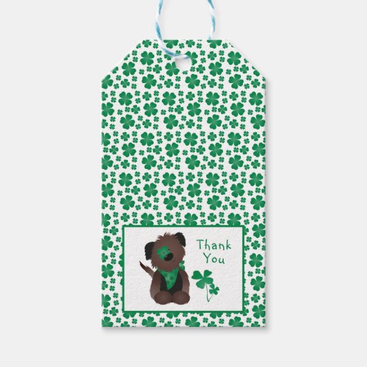 Dank u wel Dog Shamrock Green Cadeaulabel (Voorkant)