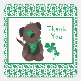 Dank u wel Dog Shamrock Green Vierkante Sticker