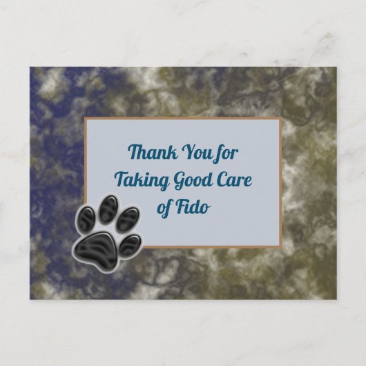 Dank u wel Dog Walker Gold Blue Abstract Pet Sitte Briefkaart (Voorkant)