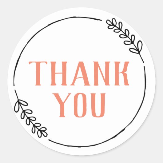 Dank u wel Doodle Wreath Ronde Sticker (Voorkant)