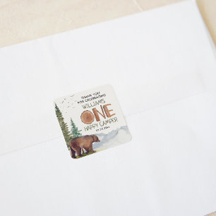 Dank u wel één gelukkige dag van de Camper Vierkante Sticker