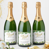 Dank u wel Elegant Emerald Green Eucalyptus Wedden Sparkling Wijnetiket