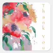 Dank u wel Elegant Floral Square Sticker (Voorkant)