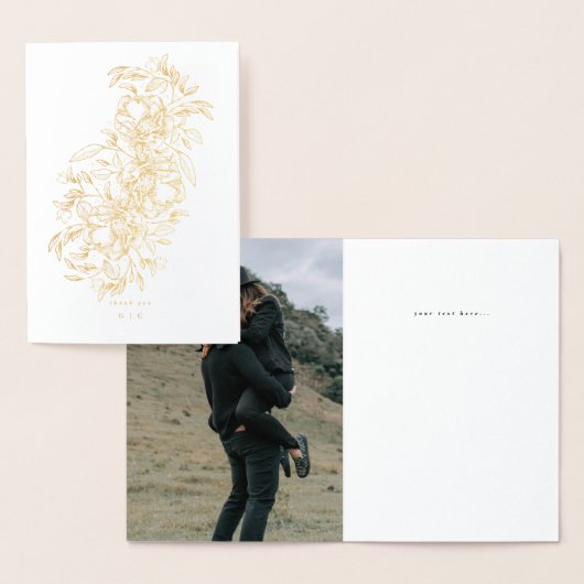 Dank u wel Elegant Hand Drawn Botanical Monogram Folie Kaarten (Display)