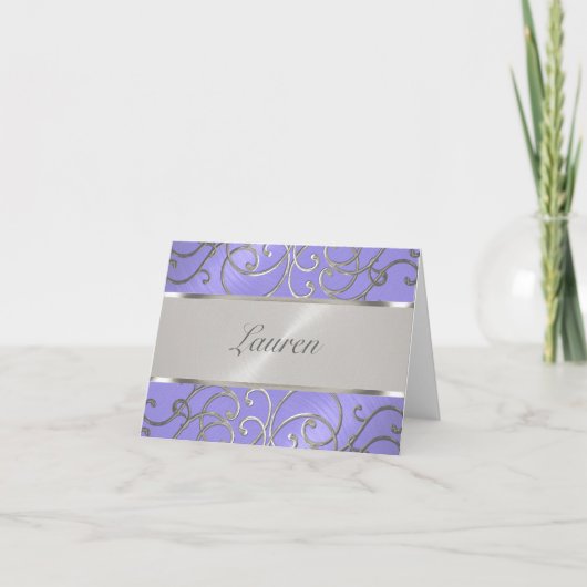 Dank u wel Elegant Lavender Paars Silver Filigre Bedankkaart (Voorkant)