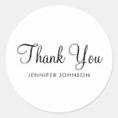 Dank u wel Elegant Script Text Custom Name Ronde Sticker (Voorkant)