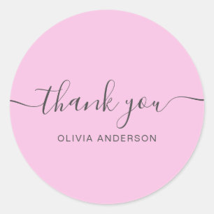 Dank u wel Elegant typografie chic blush Paars Ronde Sticker