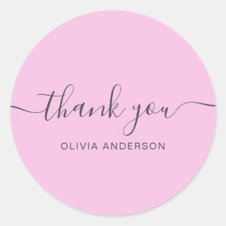 Dank u wel Elegant typografie chic blush Paars Ronde Sticker