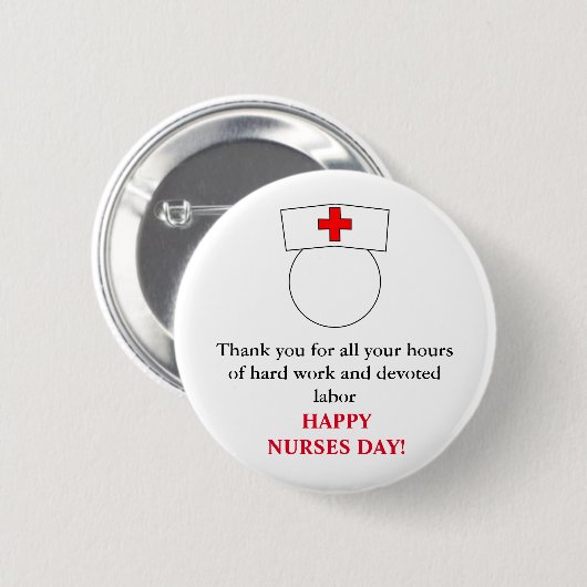 Dank u wel en Happy Nurses Day Ronde Button 5,7 Cm (Voorkant /achterkant)