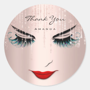 Dank u wel Eyelash Roos Blush Sweet 16th Ronde Sticker