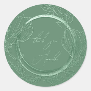 Dank u wel Floral Mint Green Wedding Ronde Sticker