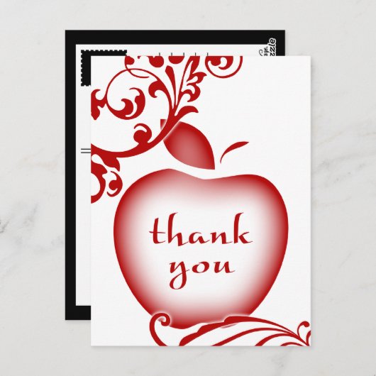 dank u wel , florale appel briefkaart (Voorkant / Achterkant)