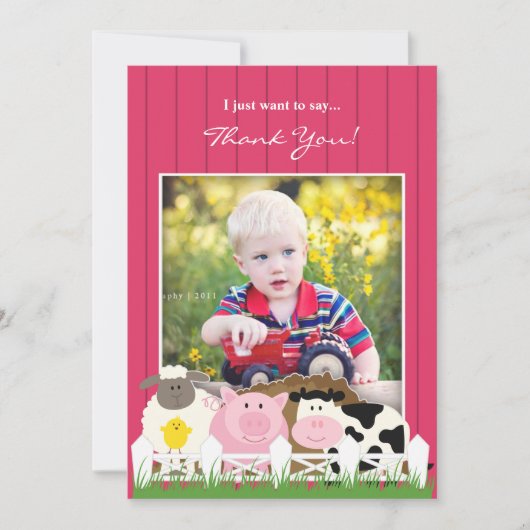 Dank u wel Foto Boerderij Flat Uitnodiging (Voorkant)