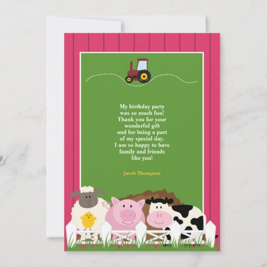 Dank u wel Foto Boerderij Flat Uitnodiging (Achterkant)