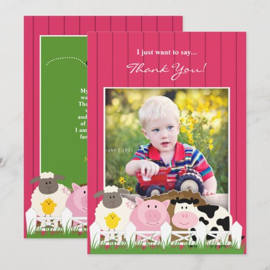 Dank u wel Foto Boerderij Flat Uitnodiging (Voorkant / Achterkant)