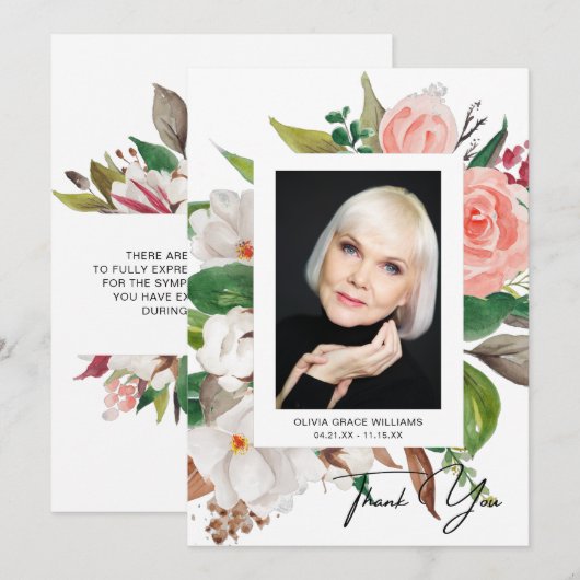 Dank u wel Funeral Foto Sympathie Bereavement (Voorkant / Achterkant)