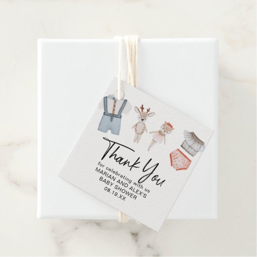 Dank u wel Genderneutrale tweekleppige kleren Favo Bedankjes Labels (In situ)