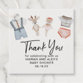 Dank u wel Genderneutrale tweekleppige kleren Favo Bedankjes Labels (Voorkant)