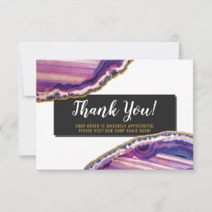 Dank u wel Geode Agate Slice Gemstone Ultra Violet Bedankkaart