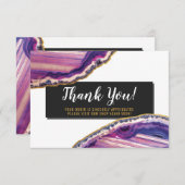 Dank u wel Geode Agate Slice Gemstone Ultra Violet Bedankkaart (Voorkant / Achterkant)