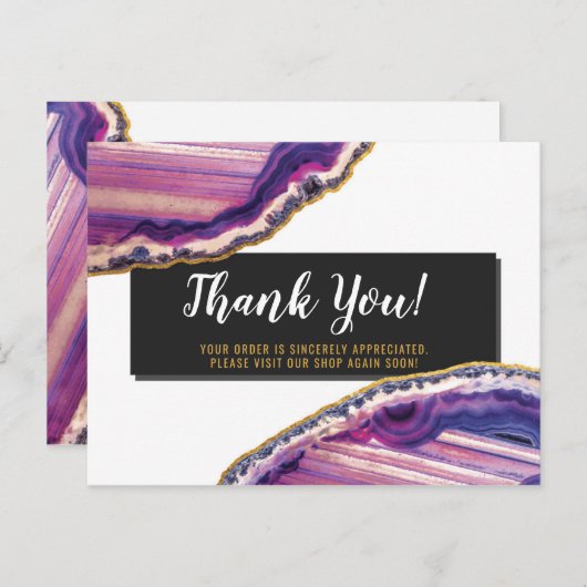 Dank u wel Geode Agate Slice Gemstone Ultra Violet Briefkaart (Voorkant / Achterkant)