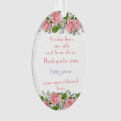 Dank u wel Godmoeder Gift Pink Flowers Gepersonali Ornament (voorkant)