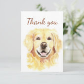 Dank u wel Golden Retriever Dog Animal Blank Insid Bedankkaart (Staand voorkant)