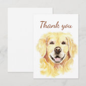 Dank u wel Golden Retriever Dog Animal Blank Insid Bedankkaart (Voorkant / Achterkant)