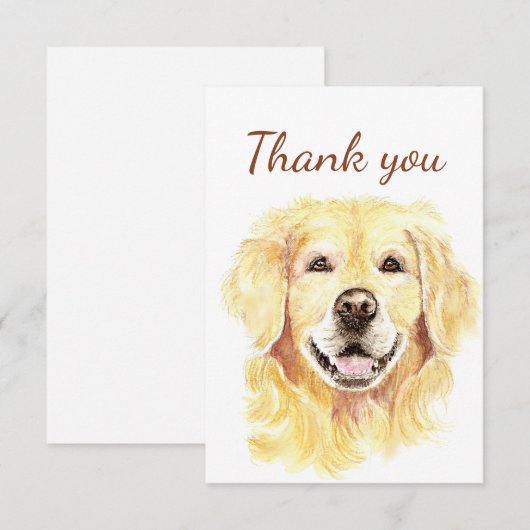 Dank u wel Golden Retriever Dog Animal Blank Insid Bedankkaart (Voorkant / Achterkant)