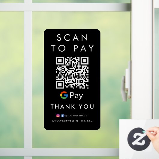 Dank u wel Google Modern Scan om QR Code Black te  Raamsticker (Huis)