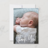 Dank u wel Handlettering Blue Baby Shower Bedankkaart (Voorkant)