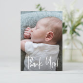 Dank u wel Handlettering Blue Baby Shower Bedankkaart (Staand voorkant)