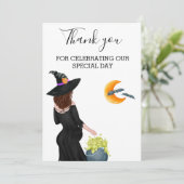 Dank u wel heks Baby shower Halloween Bedankkaart (Staand voorkant)