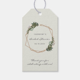 Dank u wel het Geometrische Lijst Greenery Vrijgez Cadeaulabel