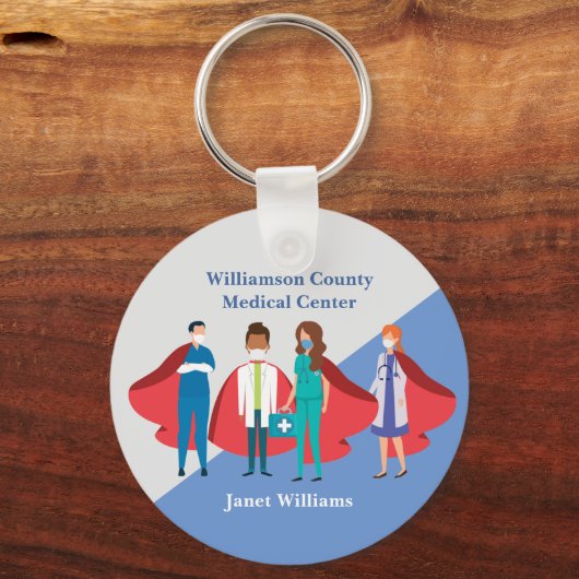 Dank u wel het Gezondheidswerkersziekenhuis Superh Sleutelhanger (Achterkant)