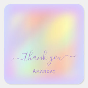 Dank u wel Holographic Makeup Paars Vierkante Sticker