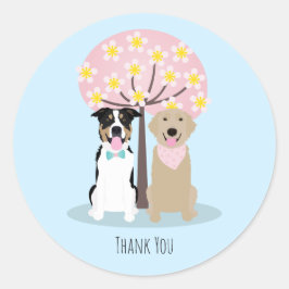 Dank u wel Honden van Cherry Blossom Tree Ronde Sticker