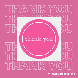 dank u wel in een roze klassieke ronde sticker