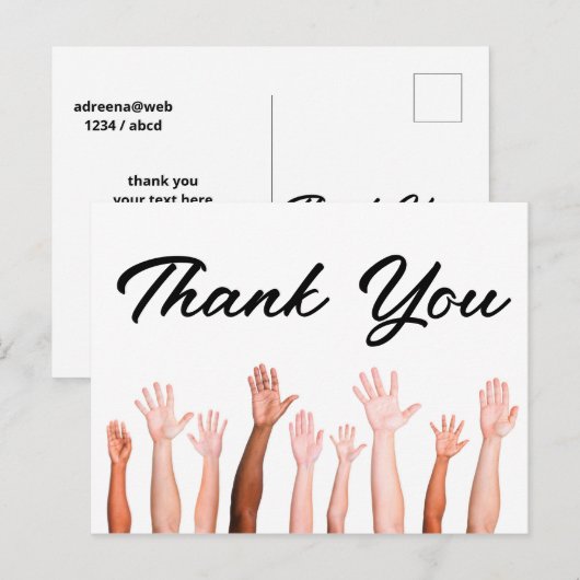 dank u wel , kaart een gevarieerde groep opgestoke (Voorkant / Achterkant)