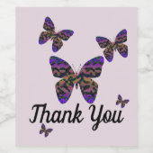 Dank u wel, kleurrijke Butterflies Vivid-waarderin Wijn Etiket (Enkel label)