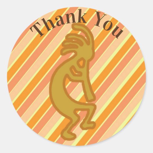 Dank u wel Kokopelli Flute Player Gold Southwest Ronde Sticker (Voorkant)